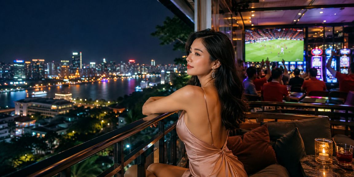 Người dùng Hà Nội ngồi cà phê theo dõi kèo bóng đá và đặt cược trực tuyến trên điện thoại