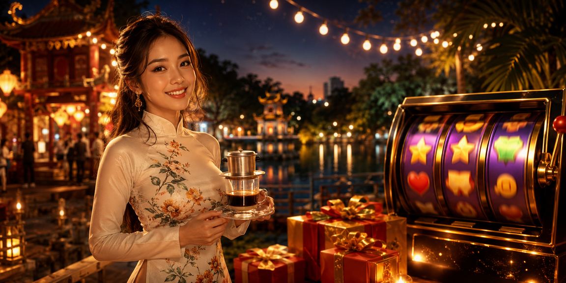 Người chơi tại Hà Nội thư giãn trong quán cà phê và tham gia slot game trực tuyến trên điện thoại